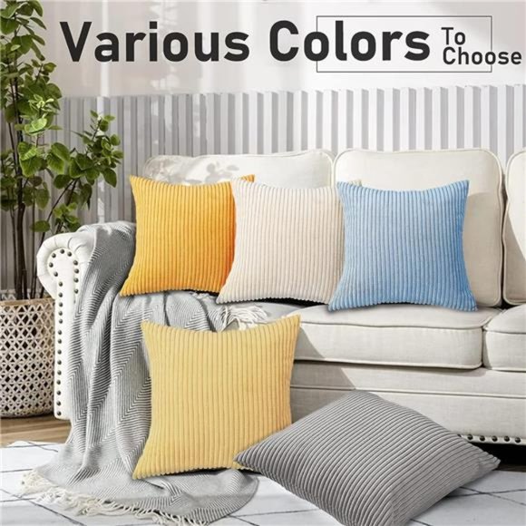 4Pcs Throw Pillow Covers 18x18Corduroy Cushion Case Decorative Square Pillowcase - Picture 7 of 7